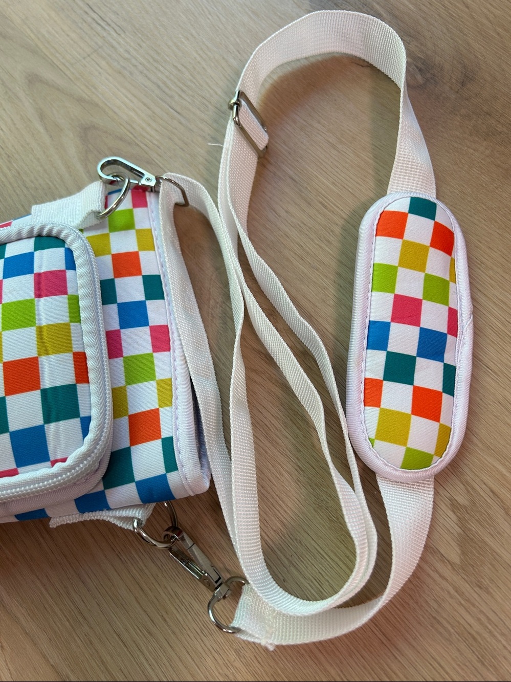 Water Bottle Cup Sleeve With Pouch Crossbody Water Bottle Holder- White Strap - Picture 11 of 16